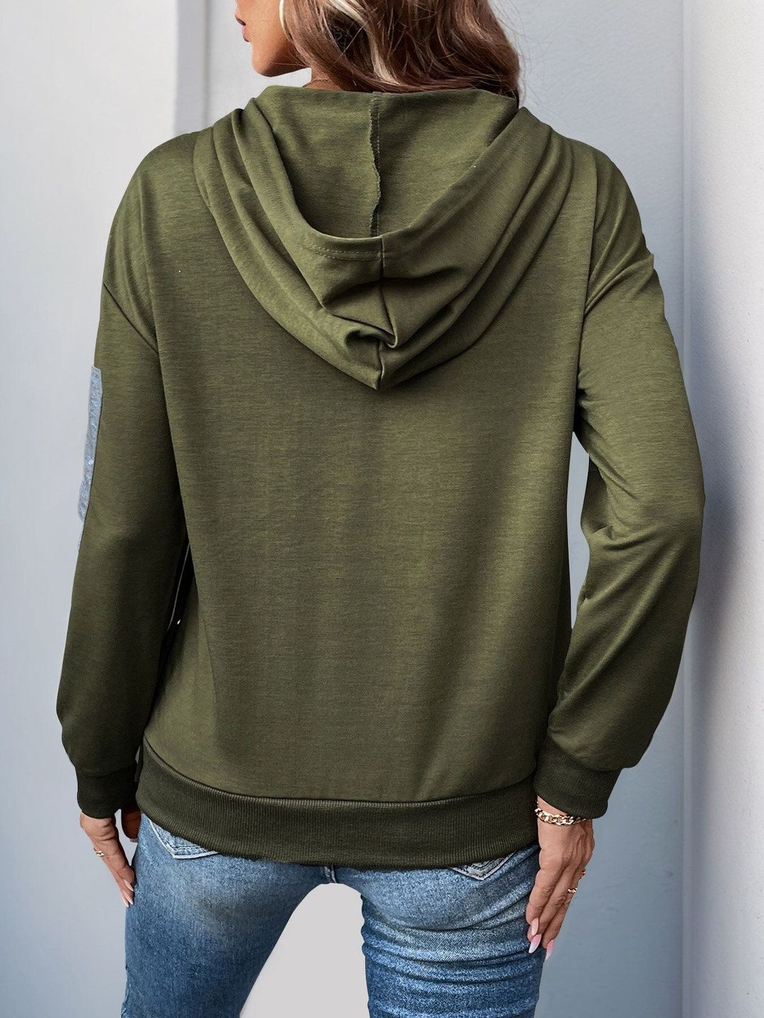 Women Colourblocked Hooded Sweatshirt