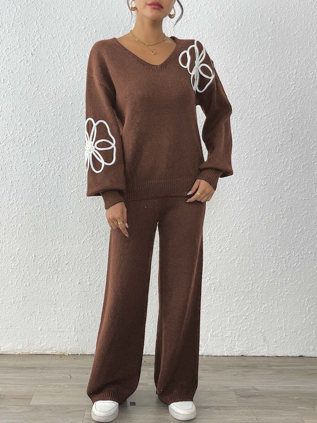 Embroidered Sweater with Trousers
