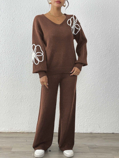 Embroidered Sweater with Trousers