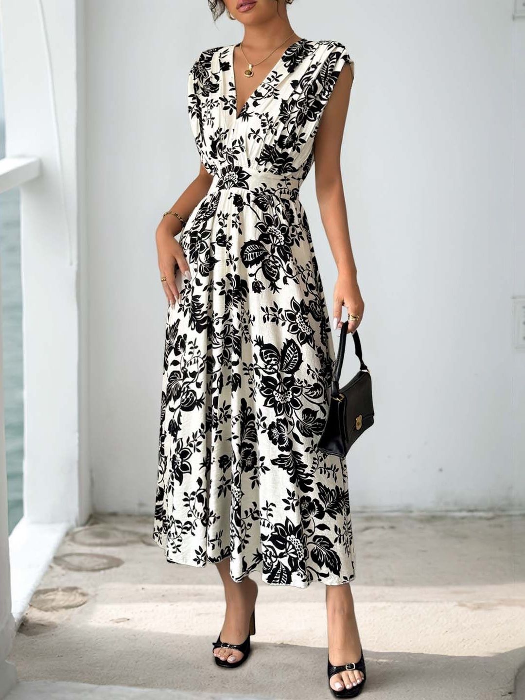 Floral Print Fit & Flare Midi Dress