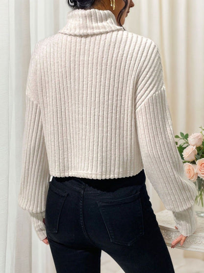 NOWI Women Ribbed Crop Pullover