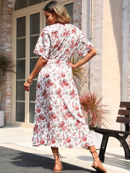 Floral Print A-Line Midi Dress