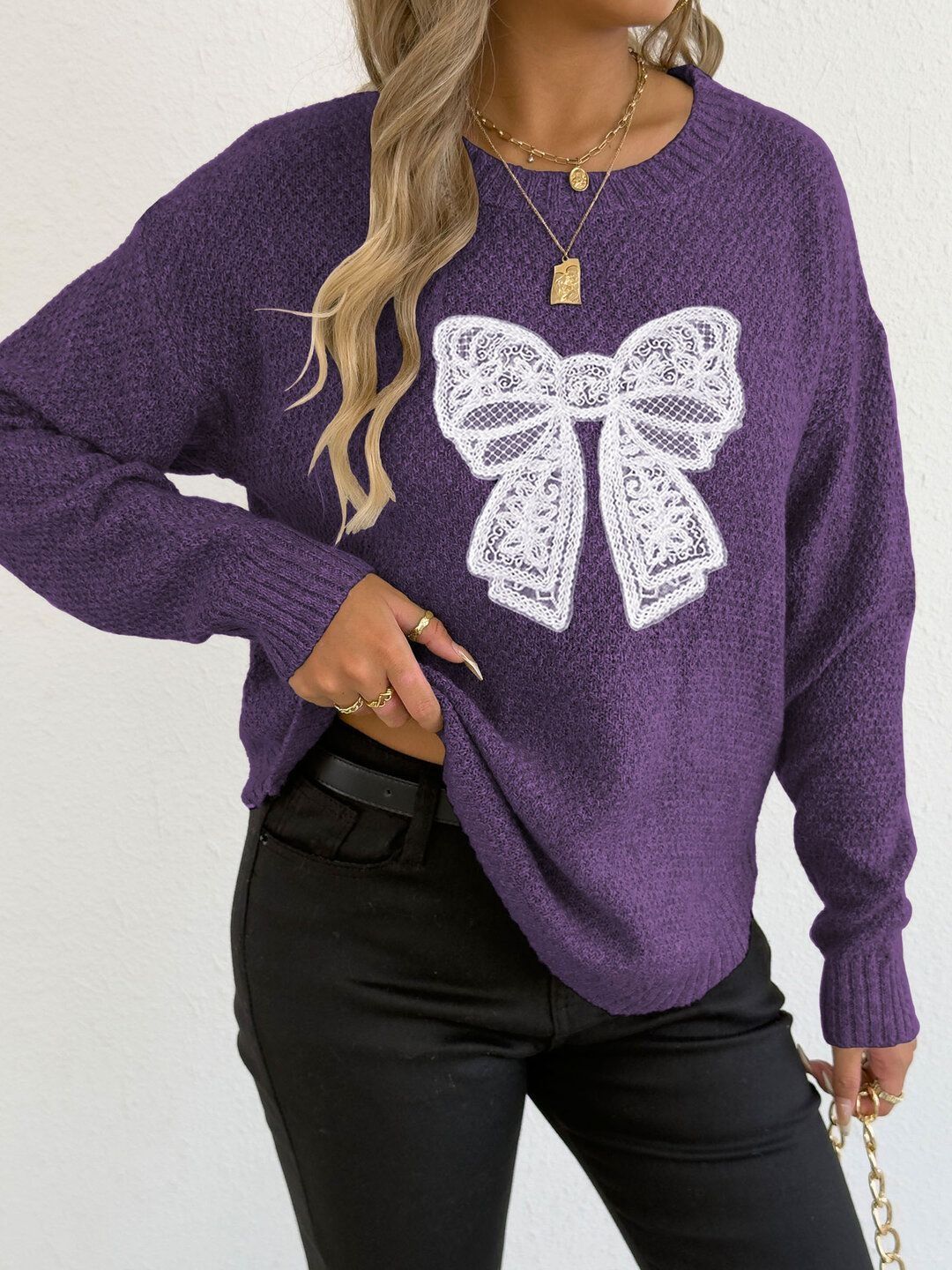 Women Pullover with Applique Detail
