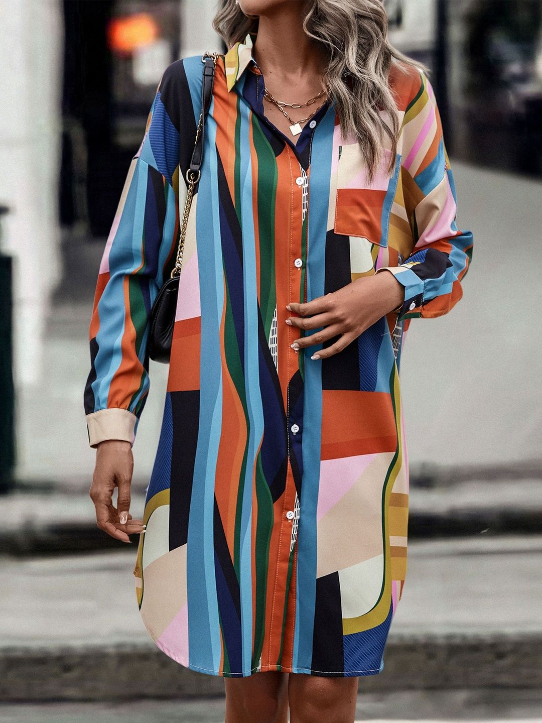 Women's Grey Nowi Print Shirt Dress