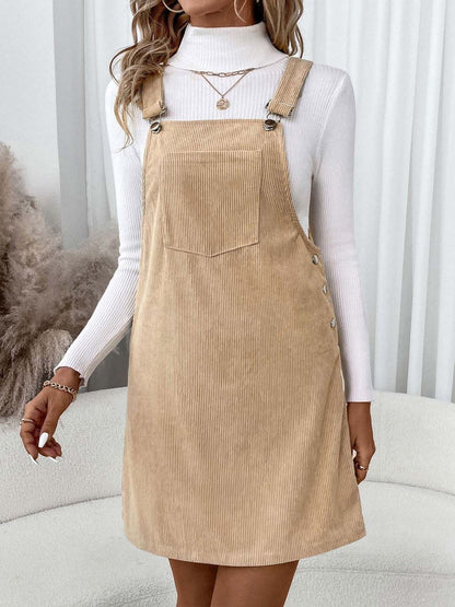 Pinafore Dress in Beige - Nowi Korean Fashion