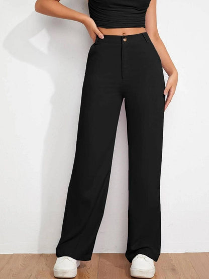 Women Regular Fit High-Rise Easy Wash Trousers