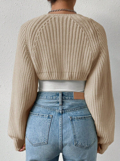 Women Ribbed Crop Cardigan