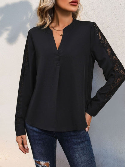 Women's Black Mandarin Collar Top