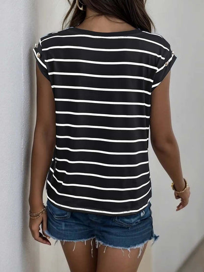 NOWI Striped Round Neck Top