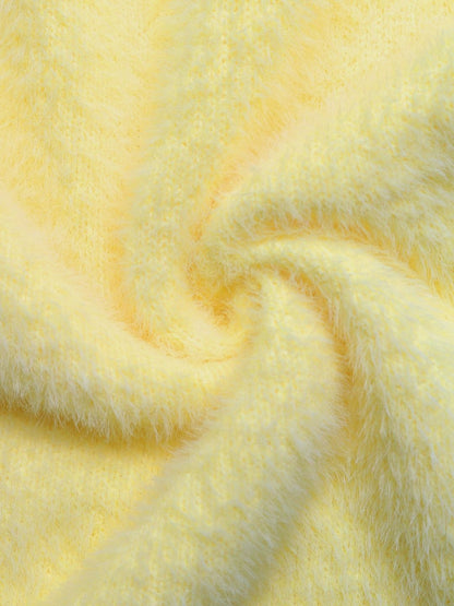 Women's Yellow Cardigan With Applique Detail Blend