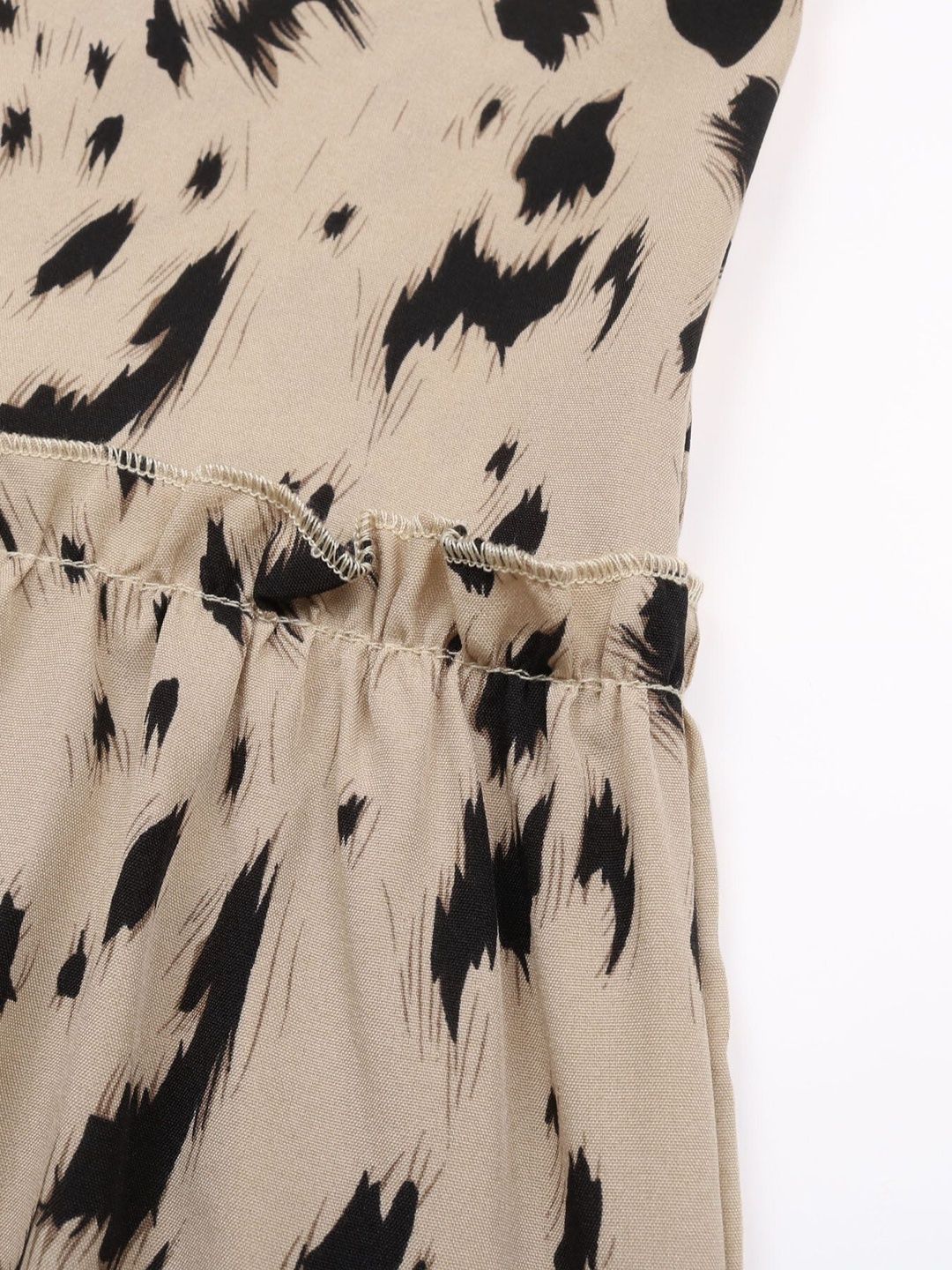 Women's Beige Print A-Line Dress