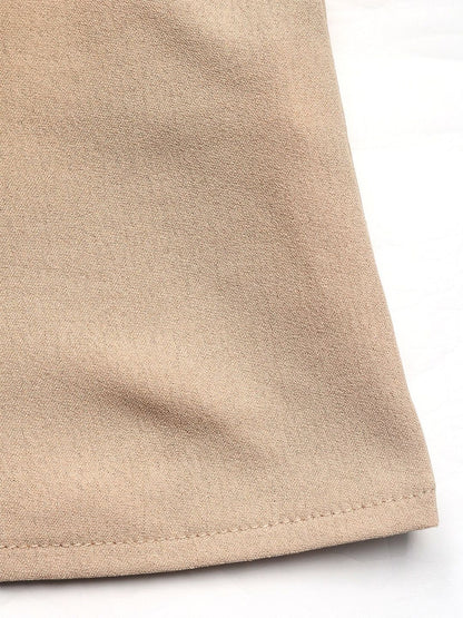Women's Beige Tie-Up Neck Bishop Sleeves Top