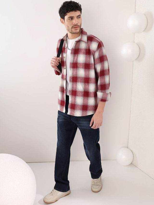 NOWI Men Tartan Checks Checked Casual Shirt