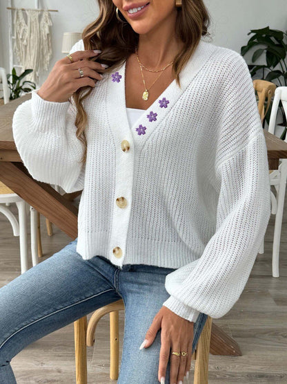 Women Floral Cardigan with Embroidered Detail