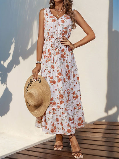 Floral Print A-Line Maxi Dress
