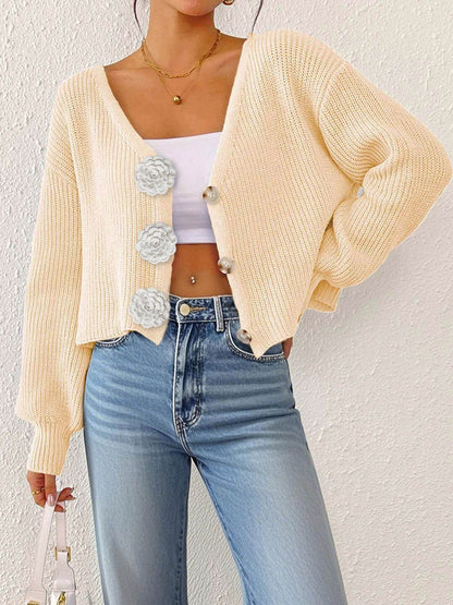 Women Ribbed Crop Cardigan