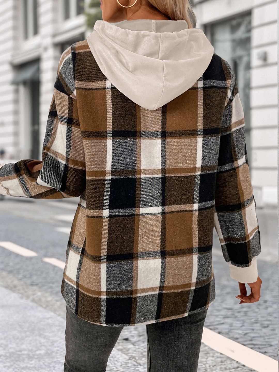 Women Colourblocked Hooded Sweatshirt