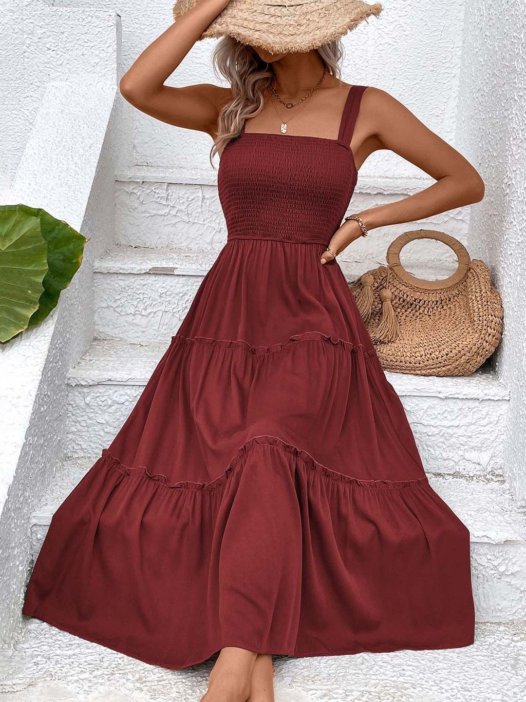 A-Line Midi Dress Style 64 - Nowi Korean Fashion