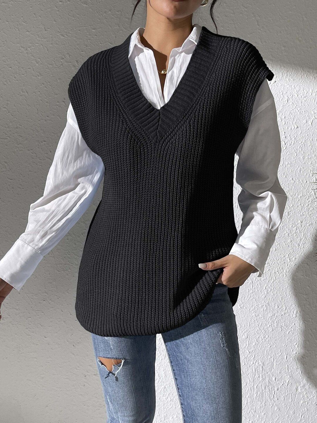 Women Ribbed Sweater Vest