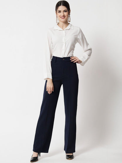 Women Regular Fit High-Rise Easy Wash Trousers