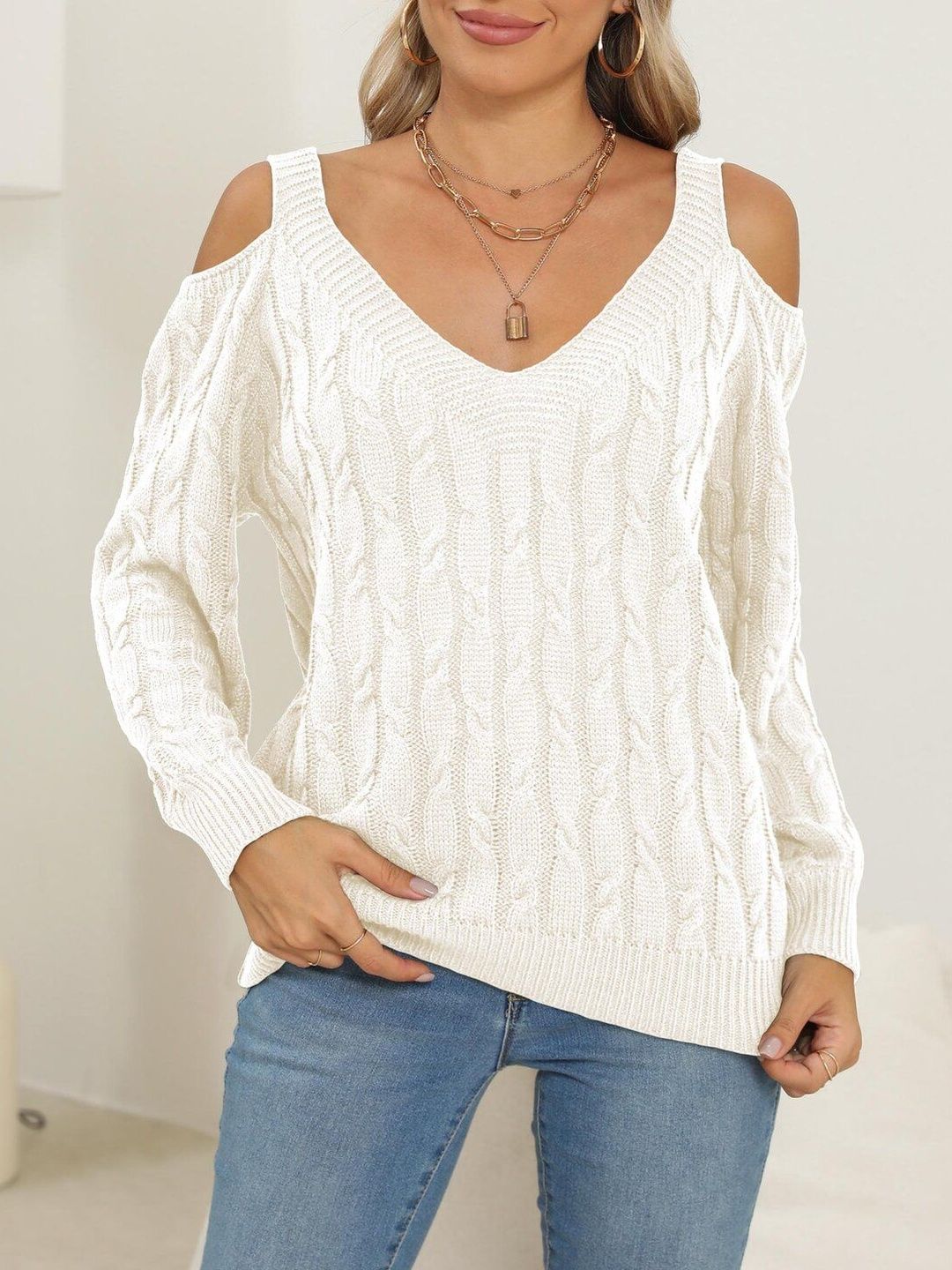 Women Cable Knit Pullover