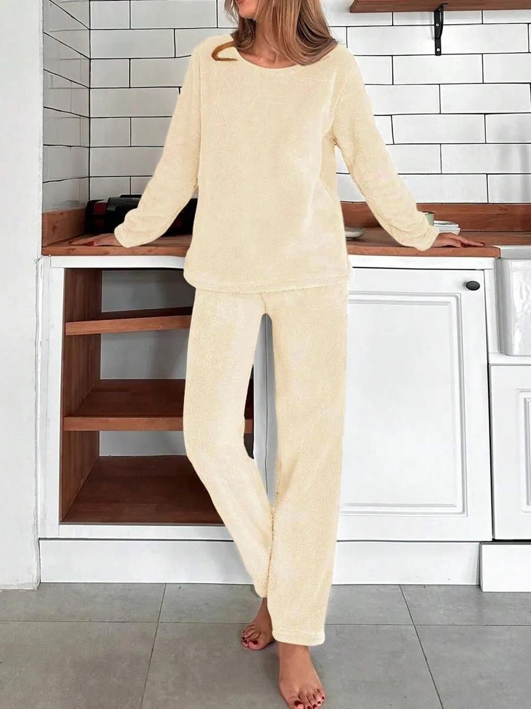 NOWI Round Neck Long Sleeves Night Suit