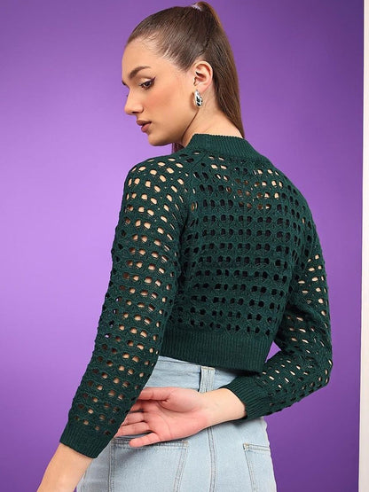 Women Woollen Crop Pullover