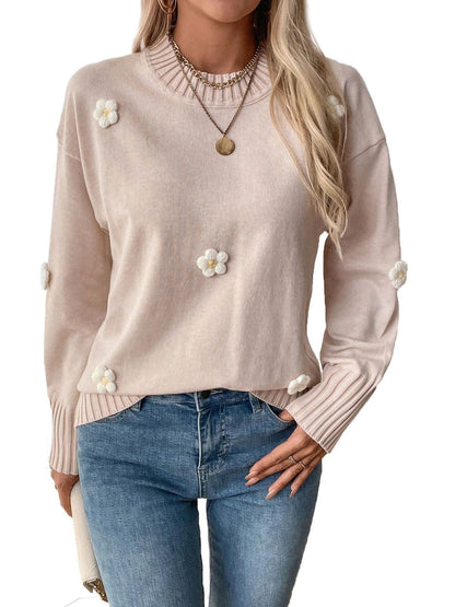 Pullover with Applique Detail in Pink Style 630 - Nowi Korean Fashion
