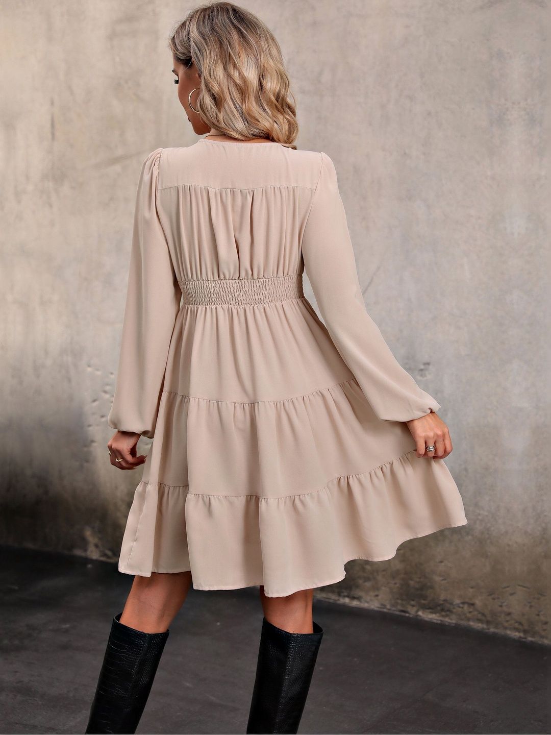 Women's Beige Fit & Flare Dress
