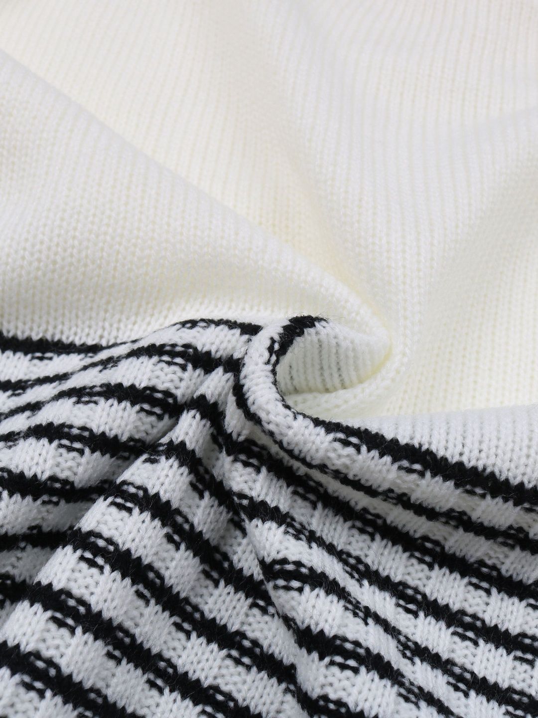 Women's White Striped Colourblocked Pullover