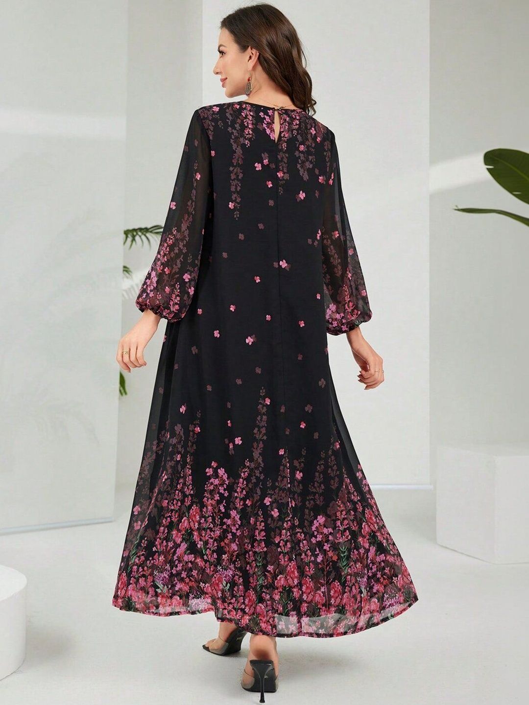 Floral Printed A-Line Georgette Maxi Dress