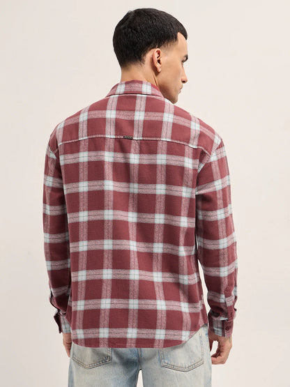 Red Plaid Check Relaxed Fit Flannel Shirt