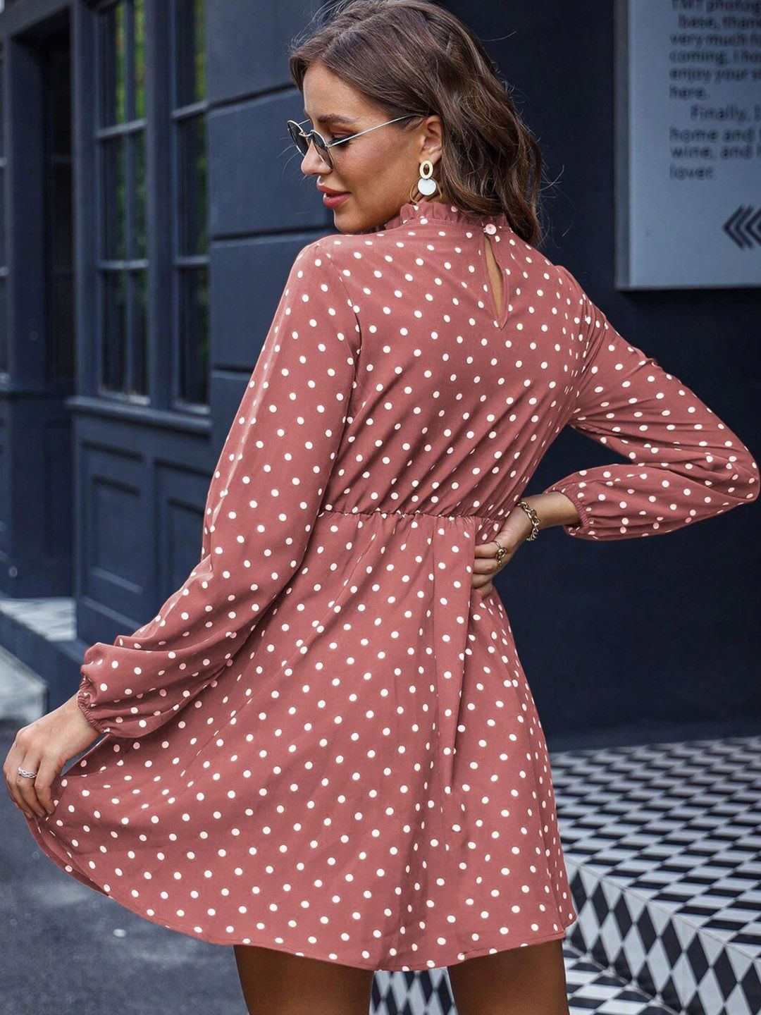 Polka Dot Print Fit & Flare Dress