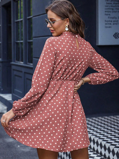 Polka Dot Print Fit & Flare Dress