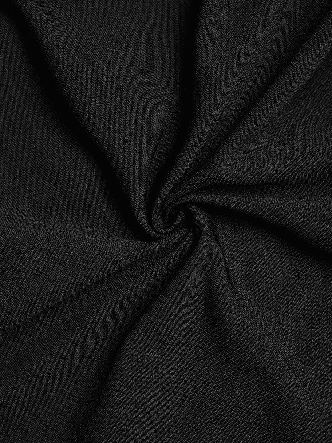 Women's Black Colourblocked Flared Sleeve Ruffled Fit &