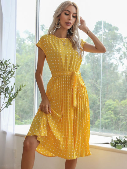 Polka Dot Print Fit & Flare Midi Dress