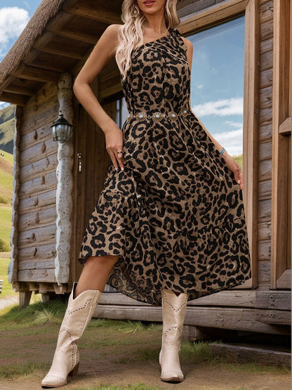Animal Print A-Line Midi Dress