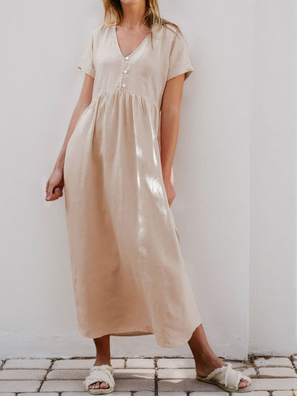 Linen A-Line Midi Dress