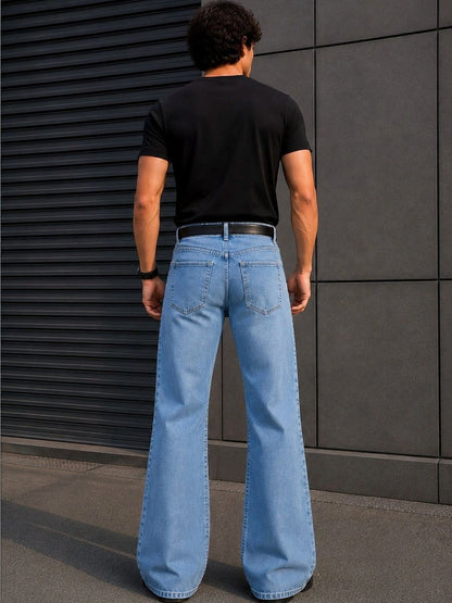 Men Bootcut Mid-Rise Light Fade Jeans