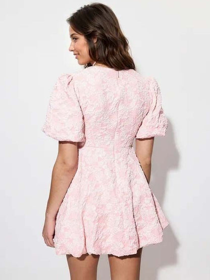 Puff Sleeve Fit & Flare Mini Dress