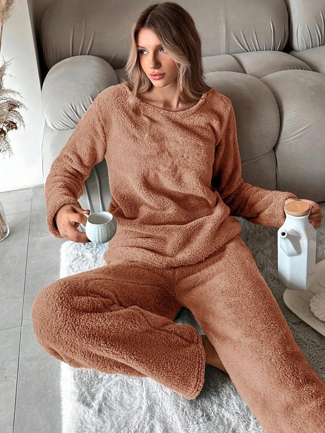 NOWI Round Neck Long Sleeves Night Suit