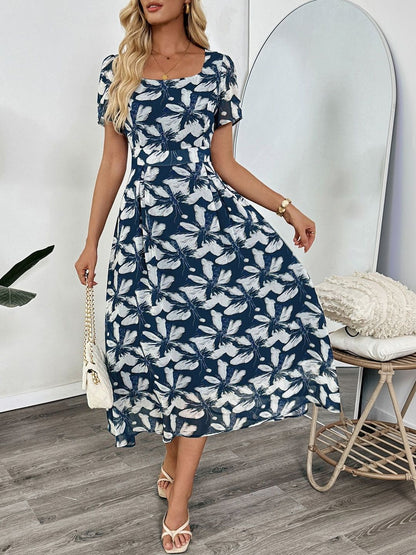 Floral Print Fit & Flare Midi Dress
