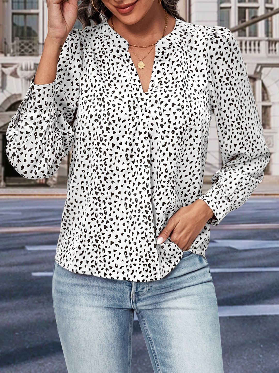 Women's White Print Top