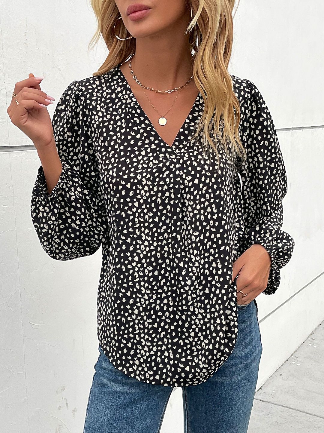 Women's Black Animal Print Top