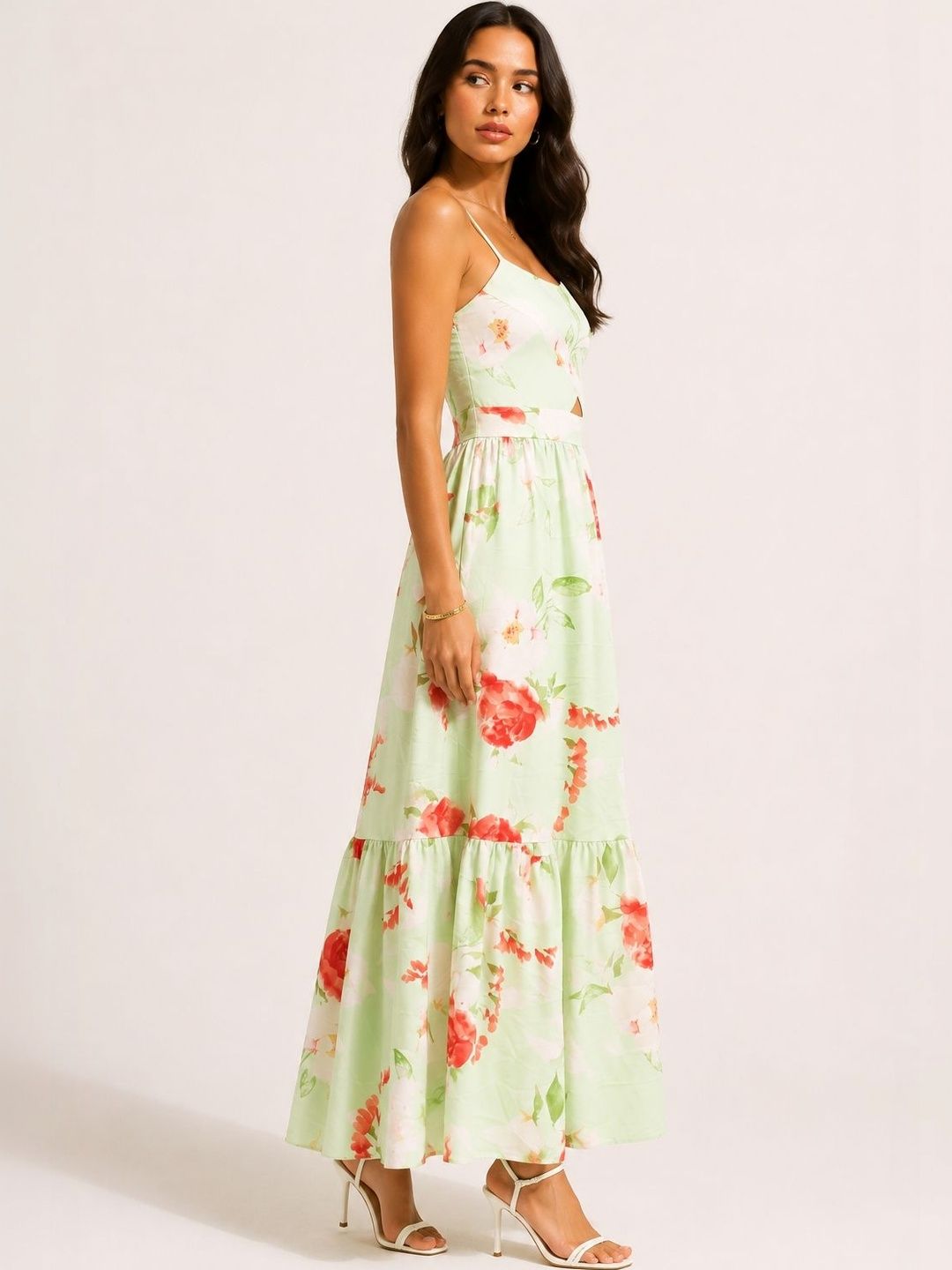 Floral Print Crepe Maxi Dress