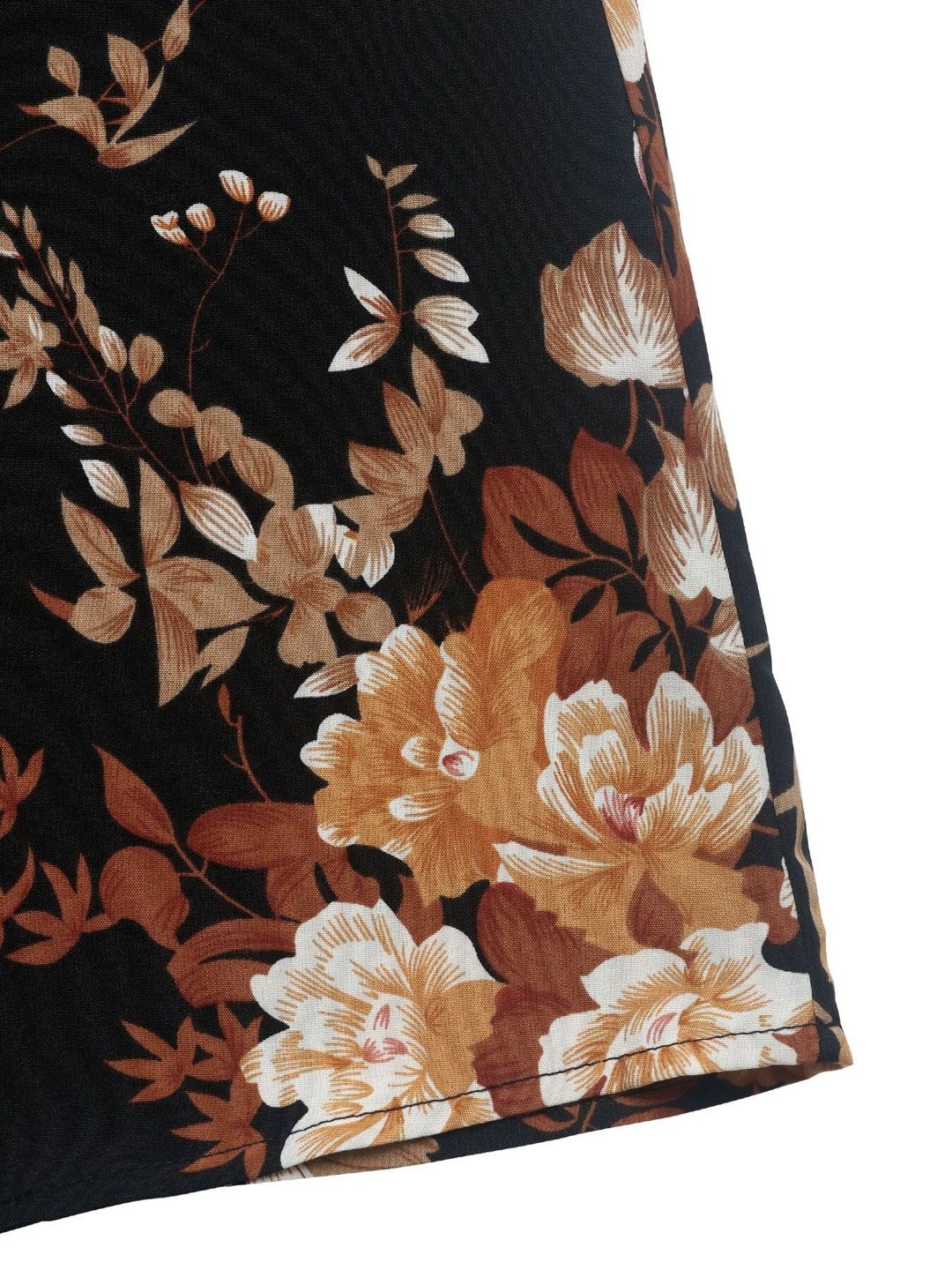 Women's Black Floral Print Fit & Flare Midi Dress Blend