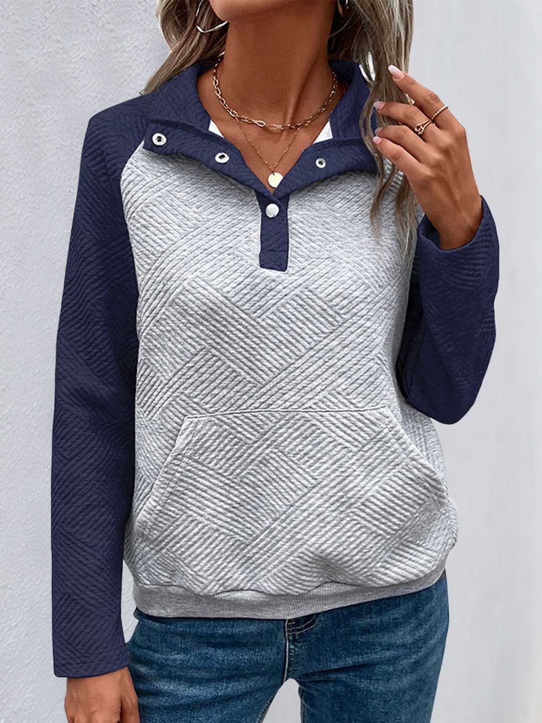 Women Button Closure Sweatshirt