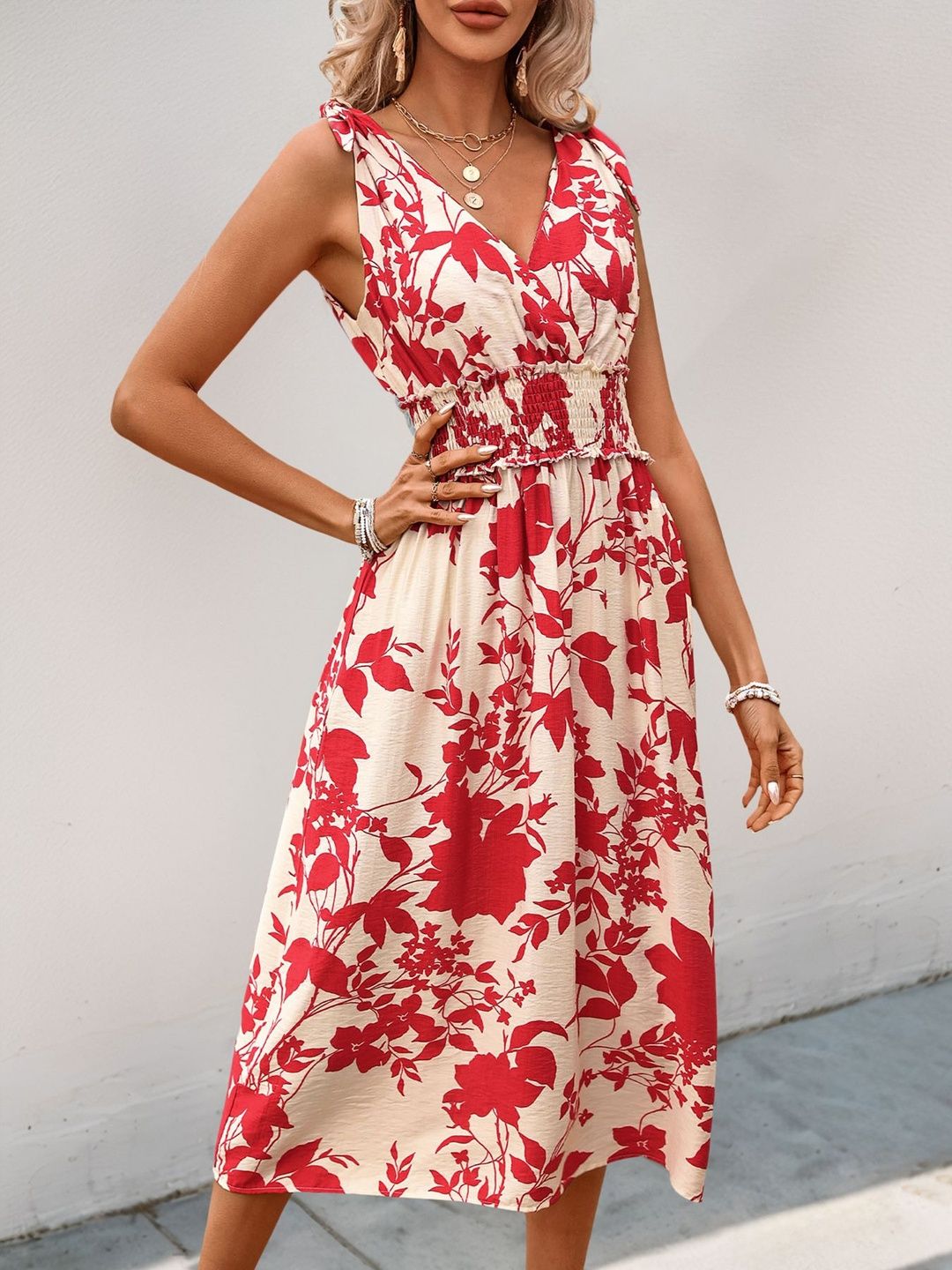Floral Print Fit & Flare Midi Dress