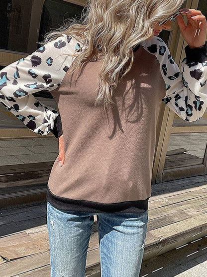 Women's Brown Animal Colourblocked Pullover