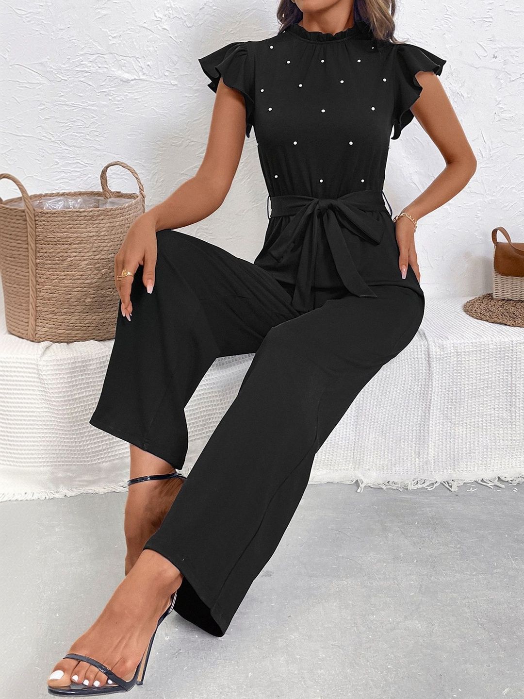 Basic Jumpsuit with Embellished